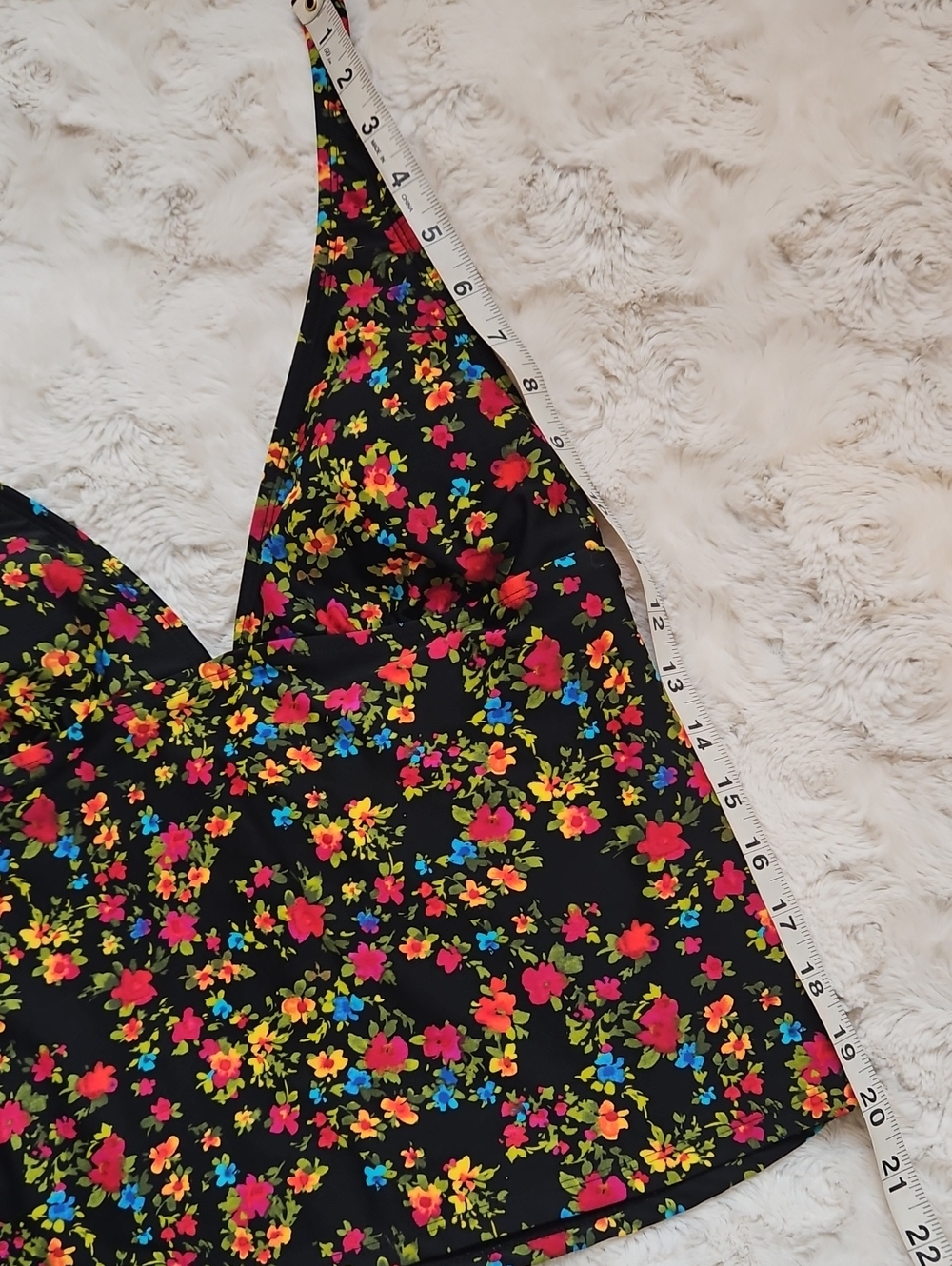 Catalina Black Floral Halter Tankini Top - Multicolor - Picture 6 of 7